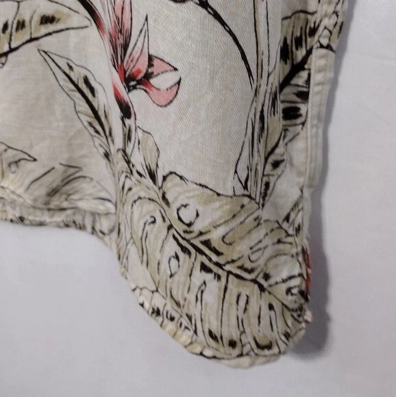 Camisa havaiana Tasso Elba Island linho seda floral masculina XXL creme vermelho costeiro - Imagem 4 de 4