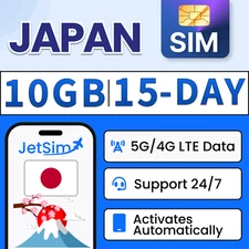 Japan SIM Card- 10GB High-Speed, 15 Day Docomo JetSim/Travel SIM