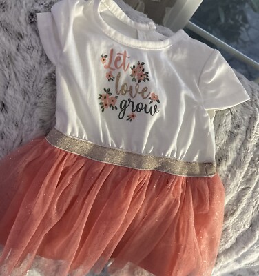 6/9 Months Dress Let Love Grow ,by Little Lass Pink Sparkle