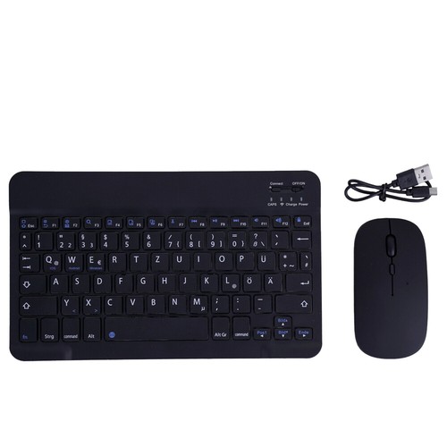 Bluetooth Tastatur kabellos Keyboard Funk Computer Layout Deutsch Maus Schwarz - Bild 13 von 13