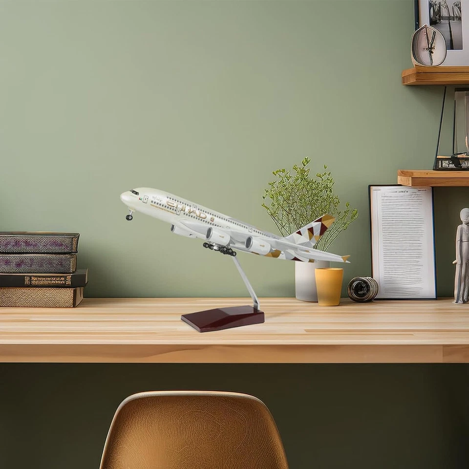 Scale A380 Model Plane Diecast Airbus A380 Model Airplane with Stand & LED Lamp - Image 3 of 4