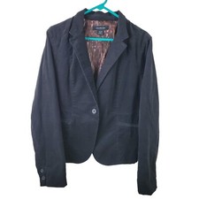 Calvin Klein Corduroy Blazer Womens Small Black Long Sleeve Single Breasted