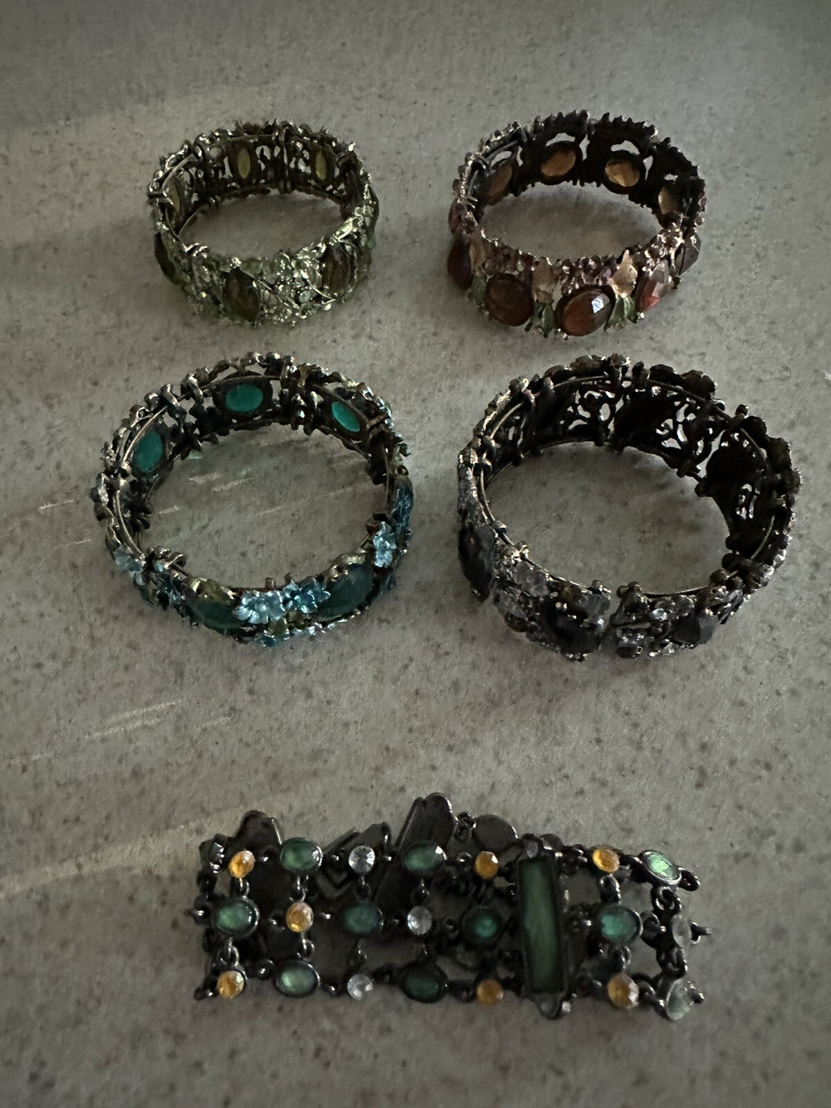 5 Pcs  Gemstone Adjustable Cuff Bangle Bracelets … - image 2