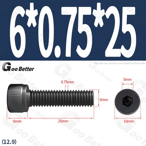 Feingewinde Zylinderschrauben 12.9 Stahl M6 M8 M10 M12 Schwarz Innensechskant - Bild 16 von 85