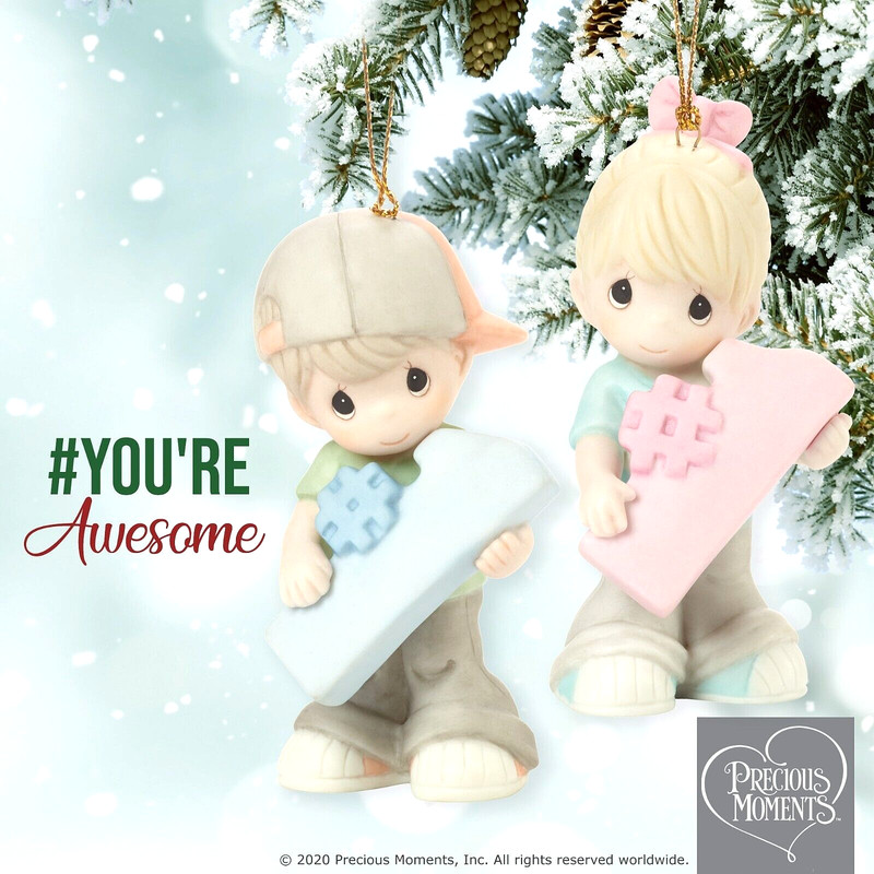 *SALE* New PRECIOUS MOMENTS Porcelain Ornament YOU'RE AWESOME Hashtag #1 GIRL