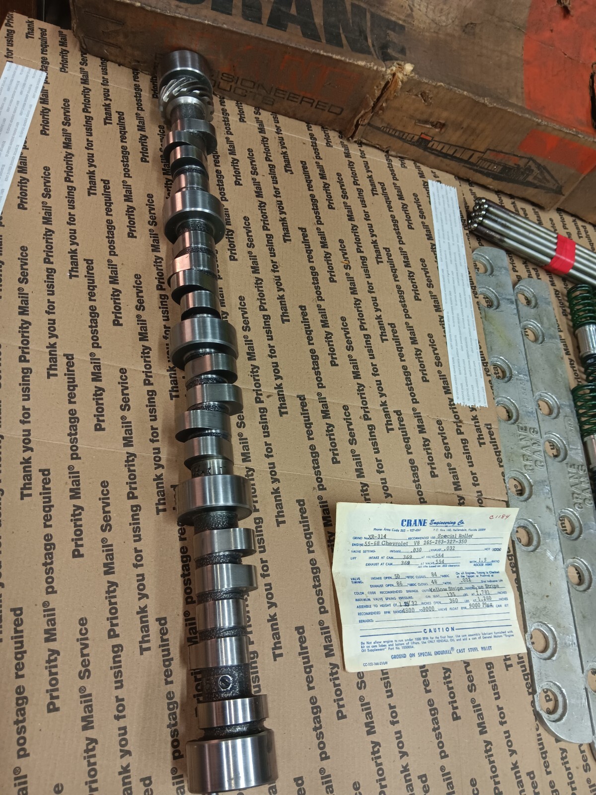 Vintage Crane Solid Roller Cam Gold Roller Rockers Lifters Chevy SBC