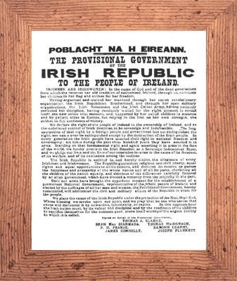 1916 IRISCHE REPUBLIK PROKLAMATION DUBLIN IRLAND SINN FEIN DRUCK 3 RAHMENFARBEN