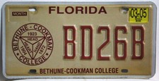Bethune Cookman College License Plate USA License Plate Florida US License Plate