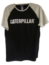 Cat Caterpillar Mens Black White Logo Graphic T-Shirt Equipment NWT L