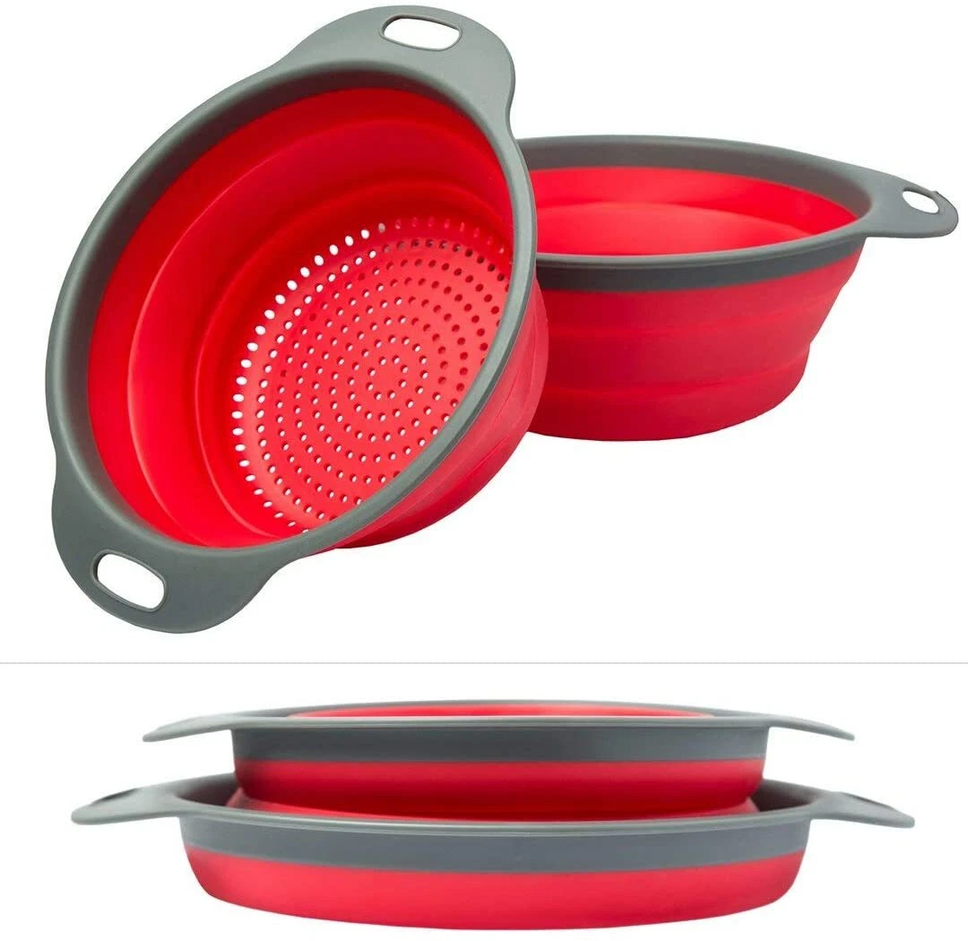 Strainer Set 2 Collapsible Colanders Strainers Set By Comfify 1-8", & 1-9.5" NEW