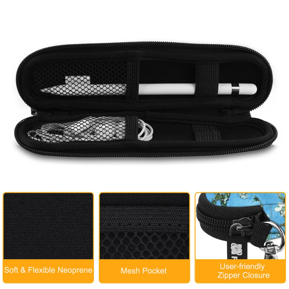 Estuche para lápices Apple soporte neopreno suave cremallera bolsa de transporte bolsa con mosquetón Foto 3 de 4