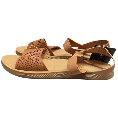 Ella & Joy Hollow Out Slingback Flat Sandals Women Sz 11 Brown Manmade COMFL-100