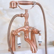 Red Copper Brass Bathroom Claw foot Tub Faucet / Filler With Hand Shower sna167