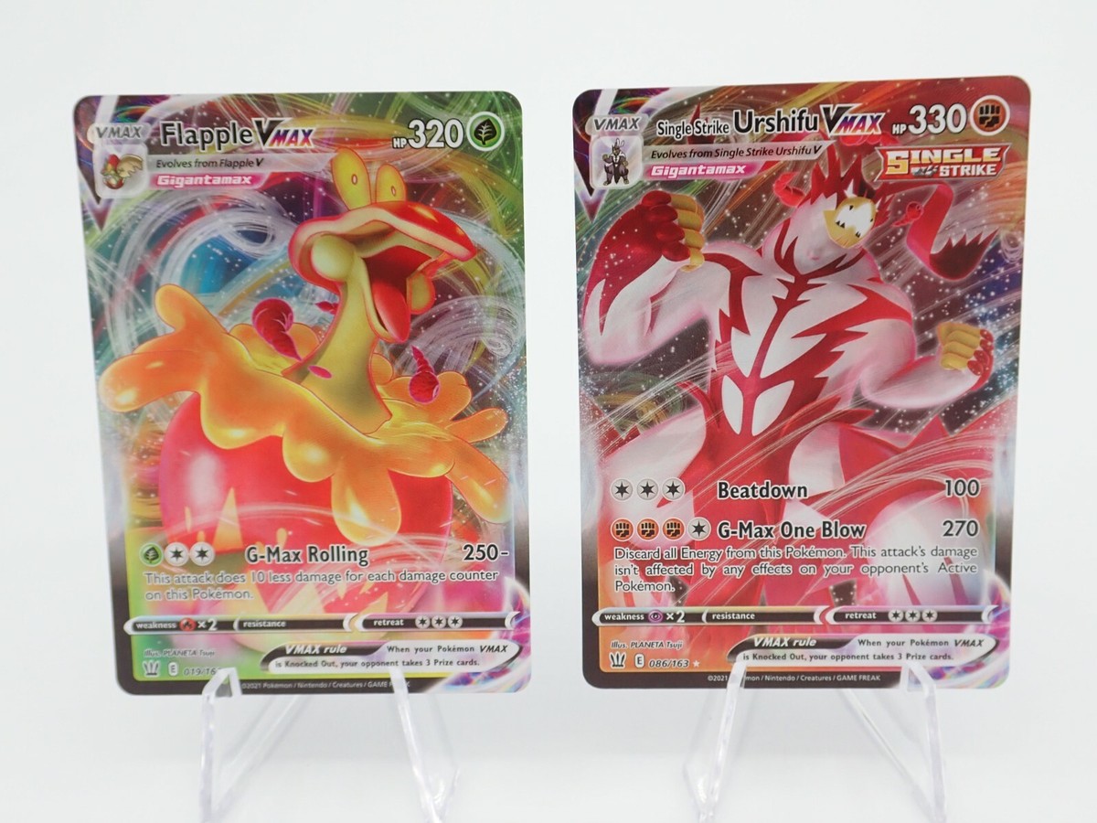pokemon battle styles chase cards 2 Card Set - Pokémon Flapple 019/163 & Urshifu 086/163 VMAX - Battle Styles  NM