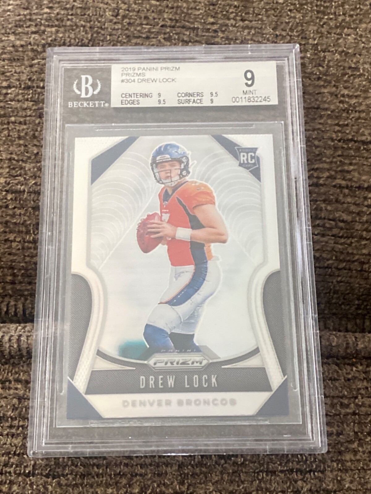 Drew Lock 2019 prizm silver #304 bgs 9 .5 away