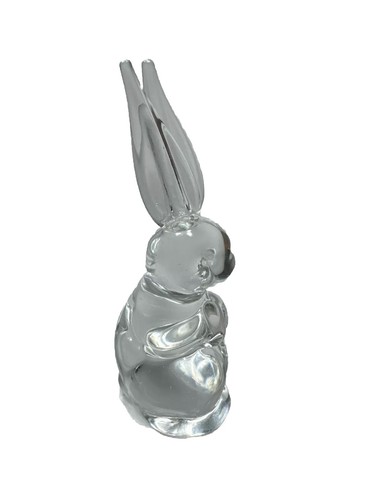 VTG Clear Crystal Upright Bunny Rabbit Paperweight Long Vertical Ears EUC - Picture 3 of 7