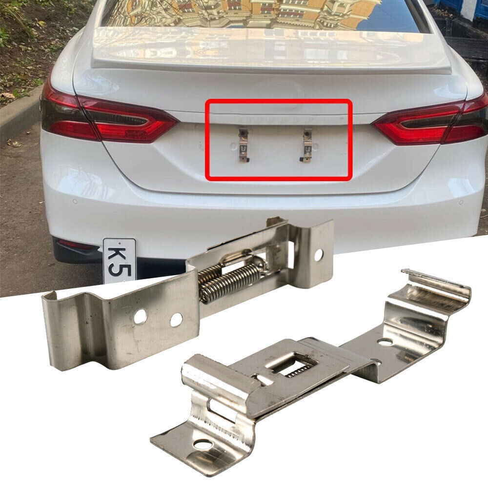 2 Pairs Trailer Number Plate Clips Stainless Holder Spring Loaded Steel