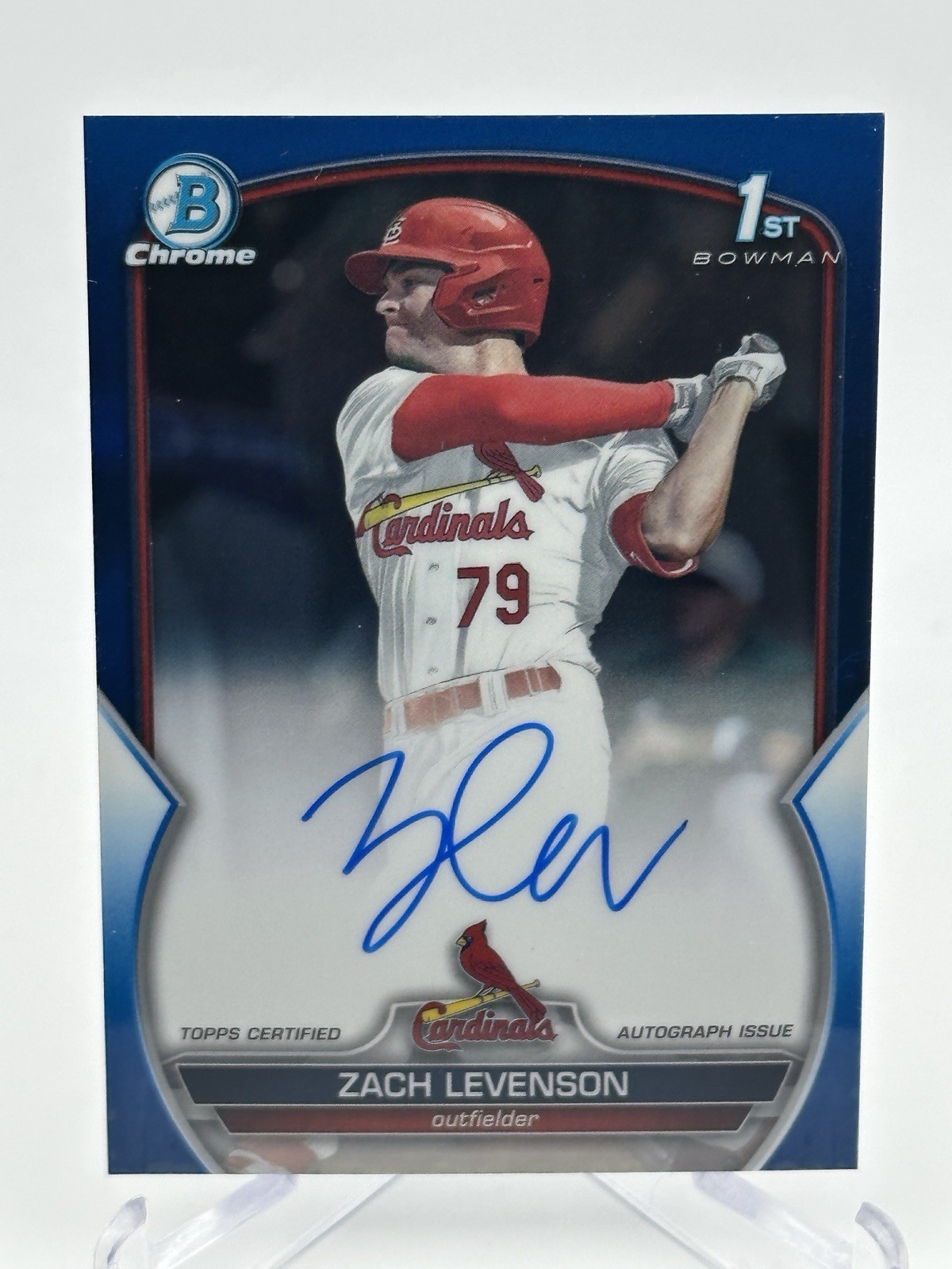 2023 Bowman Draft Chrome Zach Levenson Blue Refractor Auto /150 #CDA-ZL