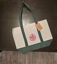 Trader Joe  s Canvas Reusable Tote Bag   Green  Cream   Novelty