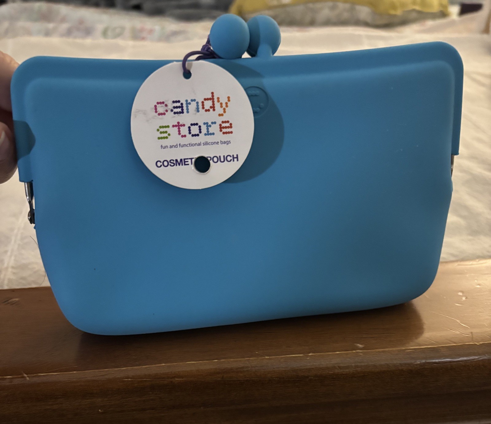 Candy Store Turquoise Silicone Clutch Purse Makeup Pouch Gumball Closure