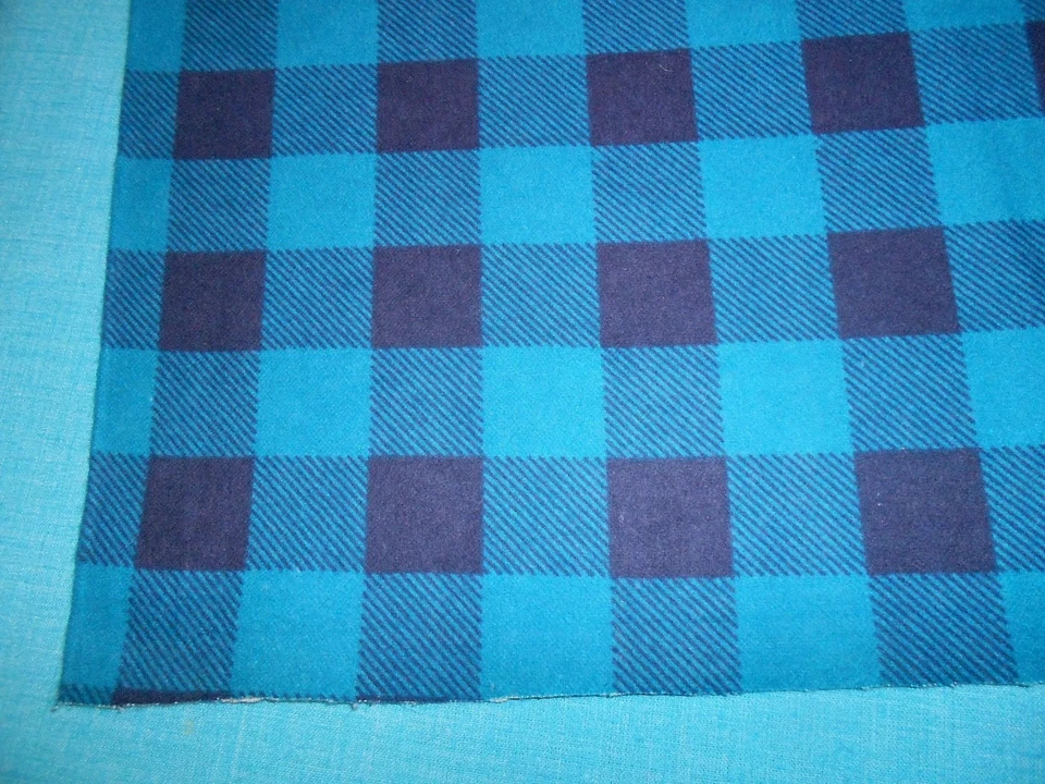 oAnn Telas Cuadros Azul Súper Acurrucado Franela Algodón Pequeños Cuadrados Nuevo con Etiquetas Foto 3 de 4