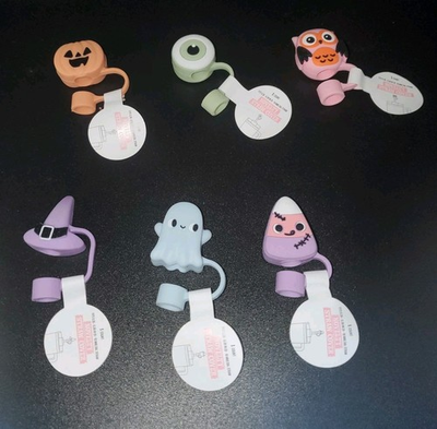 #ad 2024 Target Halloween Silicone Stanley Straw Toppers Set of 6 $17.99