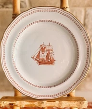Spode Red Clipper Ship 6” Bread & Butter Plate Brig Coastal English Nancy Meyers