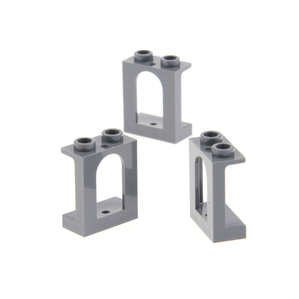 3X Lego Window Frame 1X2X2 New-Dark Gray Castle Window Arch 6181291 90195