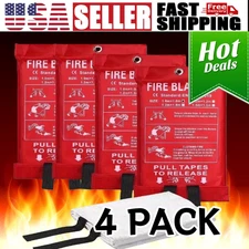 4 PACK FIRE BLANKET Fiberglass Hero Emergency Home Retardant Prepared 39''x39''*