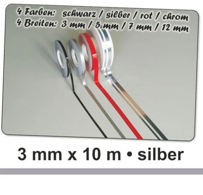 Hermann Schütz Auto Zierstreifen Deco-Stripe silber 3mm x 10m  Aufkleber