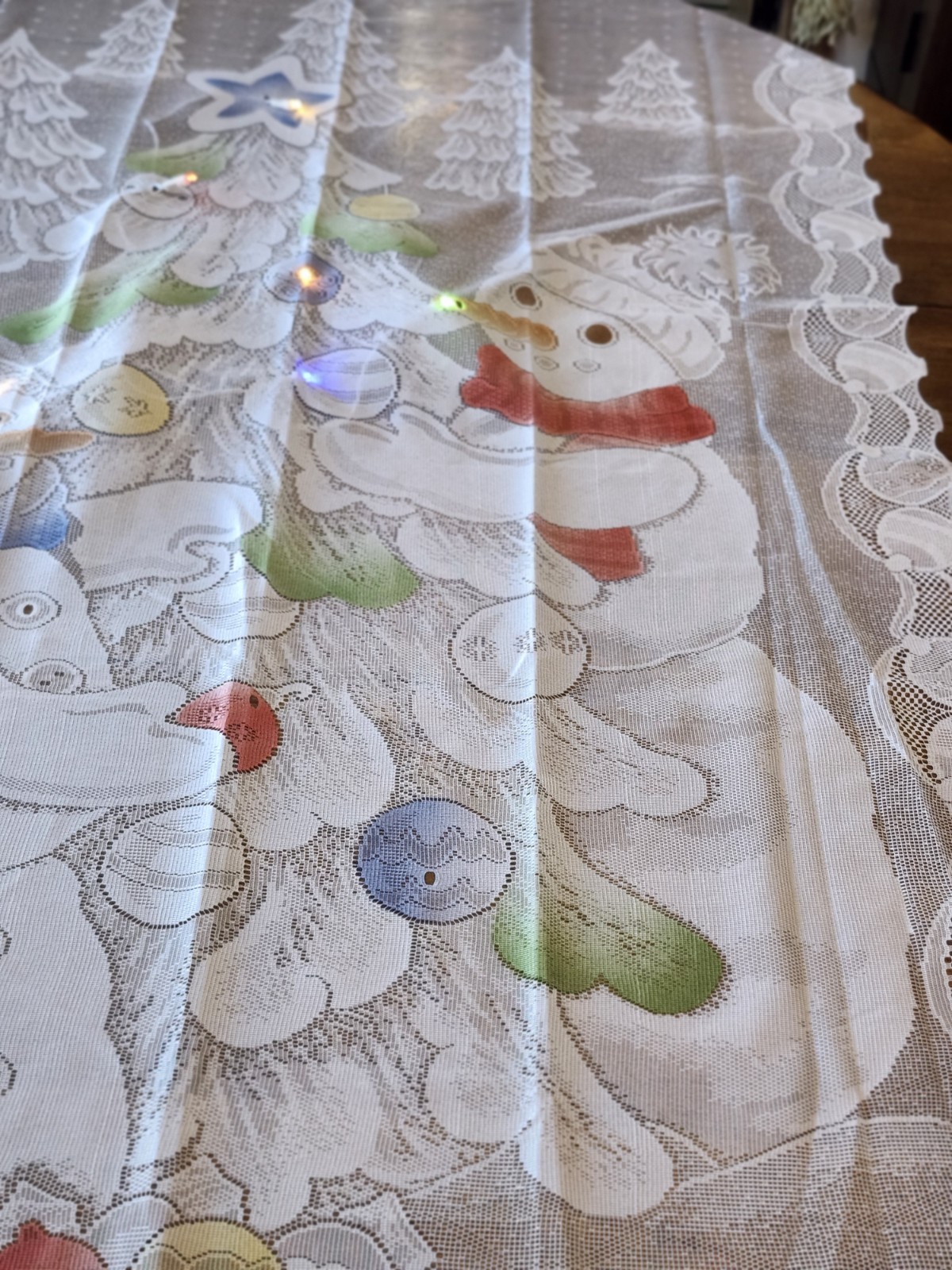 Christmas Décor Lace Polyester Lighted Door Panel 40" X 84" UNUSED Snowmen ⛄️ 