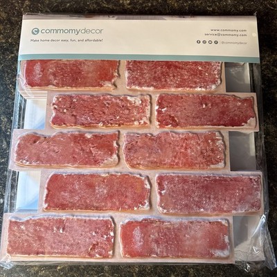 COMMOMY Decor Faux 3D Old RusticBrick Peel & Stick Wall Tile 10 Pk - New
