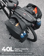Bike Panniers Bag 40L Bicycle Rear Rack Waterproof Rain Cover Ebike Saddle Bags