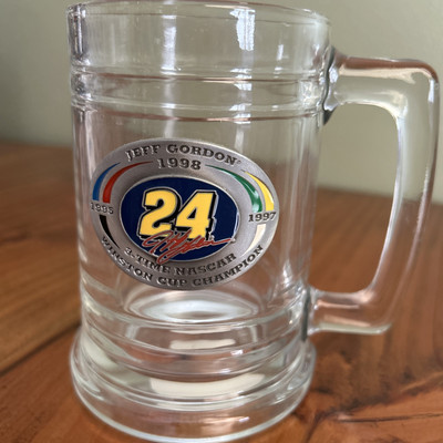VINTAGE Jeff Gordon NASCAR Winston Cup 3 Time  Champion Glass Beer Stein Mug NEW