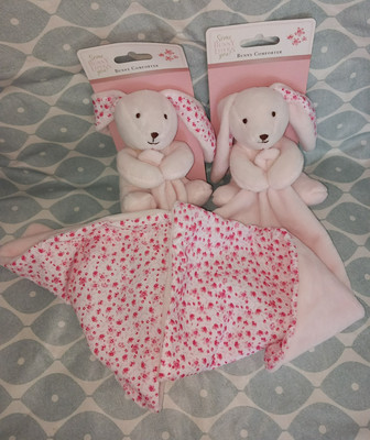 2 x TJM HASE KANINCHEN ROSA BABY KOMFORTDECKE BETTDECKE DECKE SCHNULLER DOUDOU