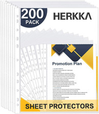 Sheet Protectors, 200 Pack Upgrade Clear Plastic Page Protectors Sheet Reinforc
