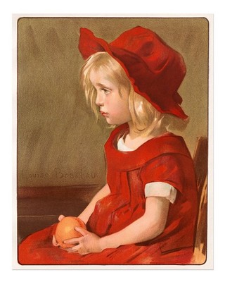 Charming Child in Red Wall Art Poster - Vintage Style Print Home Decor