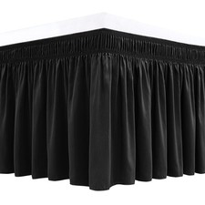 Biscaynebay Wrap Around Bed Skirts for King  Cal King Beds 18" Drop, Black A...