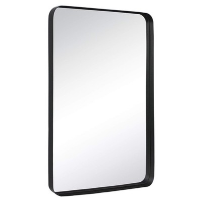 TEHOME 24x36 Matt Black Metal Framed Bathroom Mirror for Wall in Stainless
