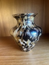 Vintage ROGER VINES STUDIO ART GLASS VASE DATED 2004 Tortoise Colors