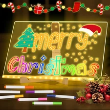 AMUSIGHT Acrylic Dry Erase Board with Light, 12” X 8” LED Note Board with Col...