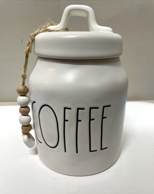 #ad Rae Dunn Baby Coffee Canister With Beaded Garland With Lid $36.00