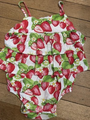 Posh Peanut Strawberries Sophia Bubble Romper 18-24 Months Summer