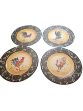 4 Tuscan Tripar International Rooster Dinner Plates 11"