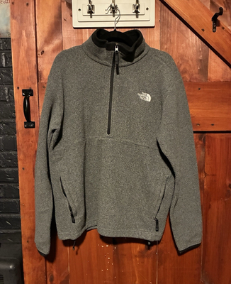#ad The North Face Men#x27;s Gray 1 4 Zip Fleece Jacket XL Stand Up Collar Logo $28.00