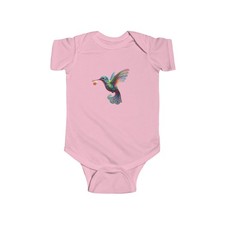 Colorful Hummingbird Holding Flower Bodysuit