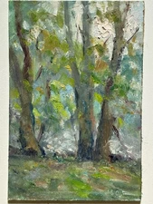 Impressionist original art landscape trees oil paintings Hudson Valley NY 9x6