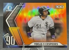 2022 Bowman Chrome Scouts Top 100 Orange Refractor #BTP-90 Yoelqui Cespedes /25