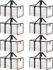 Extra Large Heavy-Duty Moving Bags with Lids and Reinforced Handles, 8 Pack