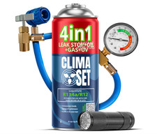 Profi Klima Nachfüllset R134a 4in1 Klimaanlage Gas Öl Dichtmittel UV Lecksuche